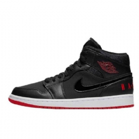Nike Air Jordan 1 Mid Tops Talviset Leveät Kengät Miehille Musta