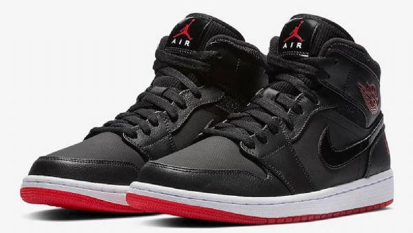 Nike Air Jordan 1 Mid Tops Talviset Leveät Kengät Miehille Musta