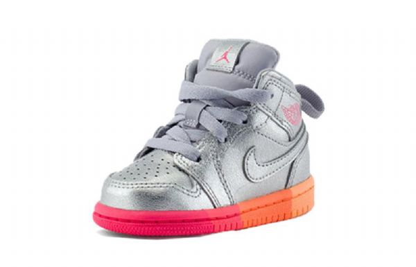 Nike Air Jordan 1 Mid Tops Td Kengät Lapsille Hopeanpunainen