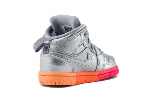 Nike Air Jordan 1 Mid Tops Td Kengät Lapsille Hopeanpunainen