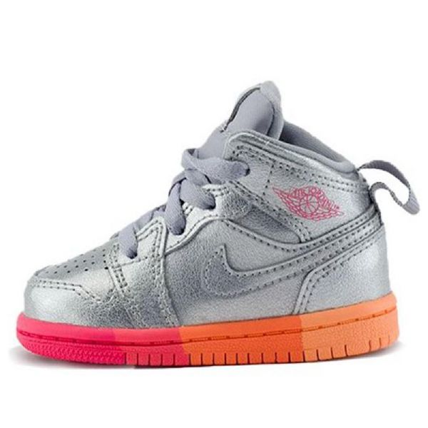 Nike Air Jordan 1 Mid Tops Td Kengät Lapsille Hopeanpunainen