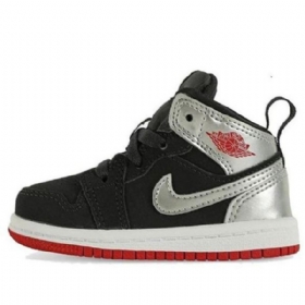 Nike Air Jordan 1 Mid Tops Td Kengät Lapsille Musta Hopea