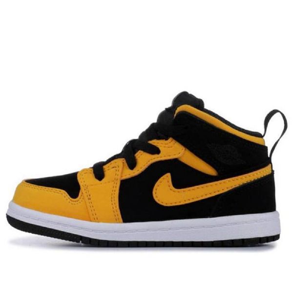Nike Air Jordan 1 Mid Tops Td Kengät Lapsille Musta Keltainen