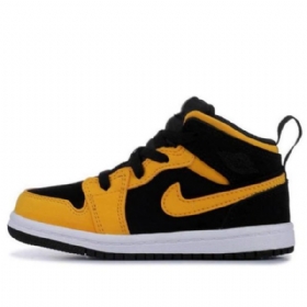 Nike Air Jordan 1 Mid Tops Td Kengät Lapsille Musta Keltainen