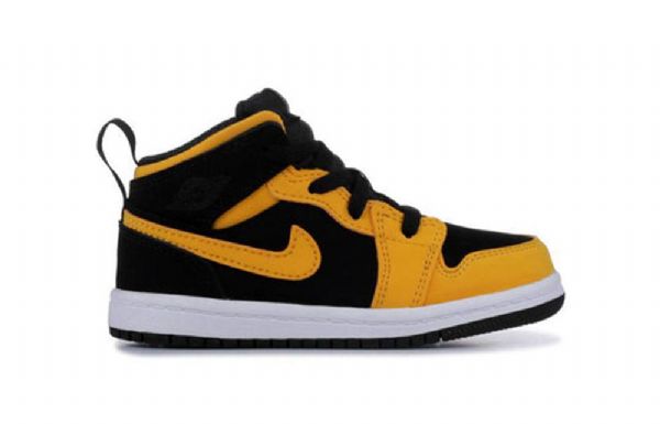 Nike Air Jordan 1 Mid Tops Td Kengät Lapsille Musta Keltainen