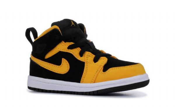 Nike Air Jordan 1 Mid Tops Td Kengät Lapsille Musta Keltainen