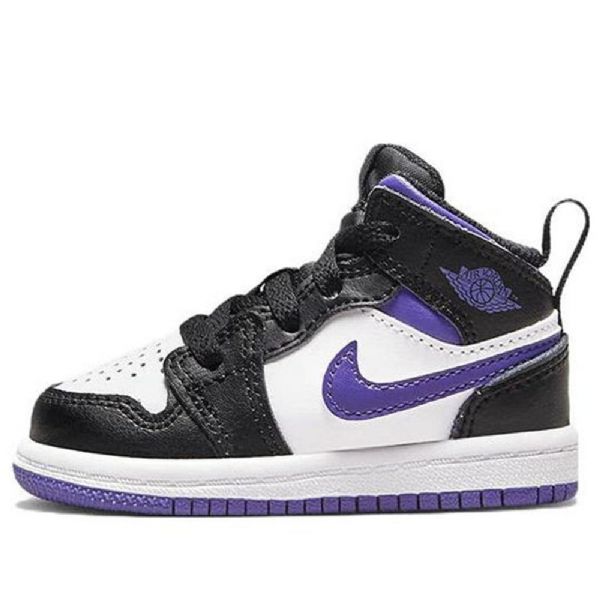 Nike Air Jordan 1 Mid Tops Td Kengät Lapsille Musta Valkoinen Purppura