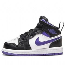 Nike Air Jordan 1 Mid Tops Td Kengät Lapsille Musta Valkoinen Purppura