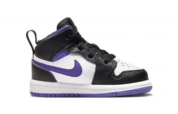 Nike Air Jordan 1 Mid Tops Td Kengät Lapsille Musta Valkoinen Purppura