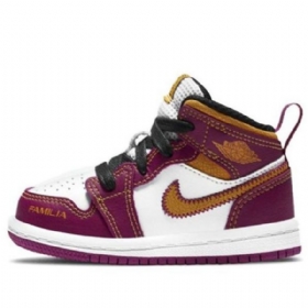 Nike Air Jordan 1 Mid Tops Td Kengät Lapsille Purppura Valkoinen Keltainen