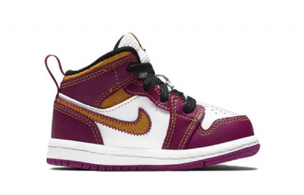 Nike Air Jordan 1 Mid Tops Td Kengät Lapsille Purppura Valkoinen Keltainen