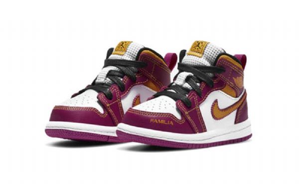 Nike Air Jordan 1 Mid Tops Td Kengät Lapsille Purppura Valkoinen Keltainen