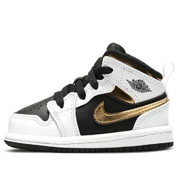 Nike Air Jordan 1 Mid Tops Td Kengät Lapsille Valkoinen Kulta