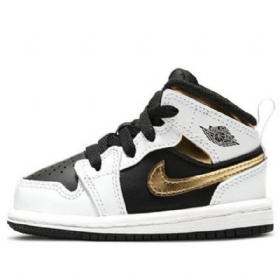 Nike Air Jordan 1 Mid Tops Td Kengät Lapsille Valkoinen Kulta