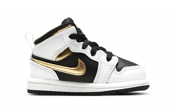 Nike Air Jordan 1 Mid Tops Td Kengät Lapsille Valkoinen Kulta