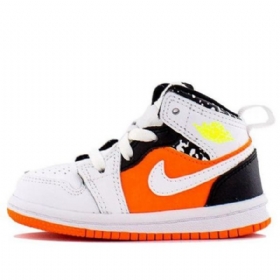 Nike Air Jordan 1 Mid Tops Td Kengät Lapsille Valkoinen Oranssi Musta