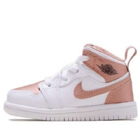 Nike Air Jordan 1 Mid Tops Td Kengät Lapsille Valkoinen Vaaleanpunainen Kulta