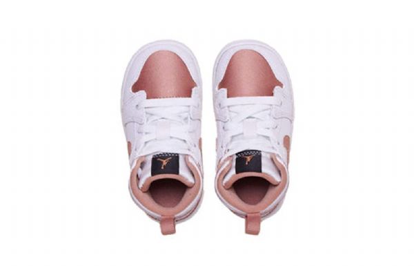 Nike Air Jordan 1 Mid Tops Td Kengät Lapsille Valkoinen Vaaleanpunainen Kulta