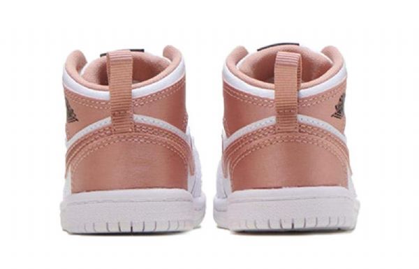 Nike Air Jordan 1 Mid Tops Td Kengät Lapsille Valkoinen Vaaleanpunainen Kulta