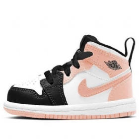 Nike Air Jordan 1 Mid Tops Td Retro Koripallokengät Lapsille Musta Coral