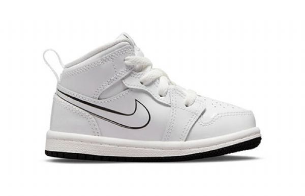 Nike Air Jordan 1 Mid Tops Td Retro Koripallokengät Lapsille Valkoinen