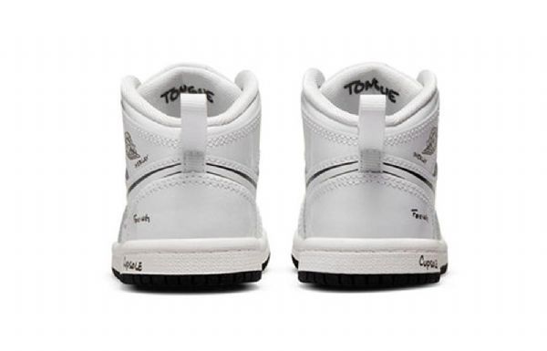 Nike Air Jordan 1 Mid Tops Td Retro Koripallokengät Lapsille Valkoinen