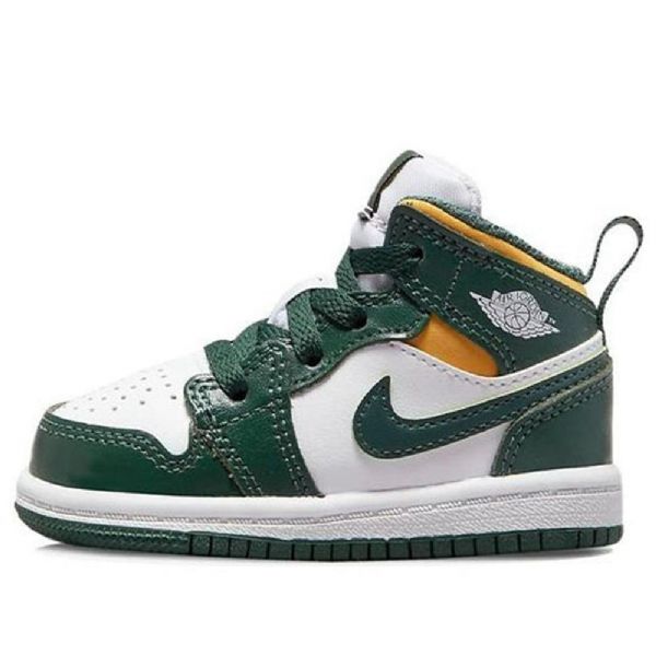 Nike Air Jordan 1 Mid Tops Td Retro Koripallokengät Lapsille Vihreä Musta