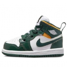 Nike Air Jordan 1 Mid Tops Td Retro Koripallokengät Lapsille Vihreä Musta