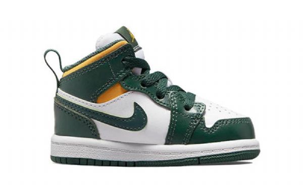 Nike Air Jordan 1 Mid Tops Td Retro Koripallokengät Lapsille Vihreä Musta