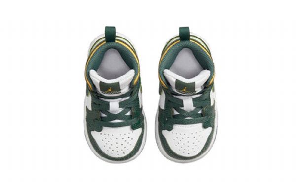 Nike Air Jordan 1 Mid Tops Td Retro Koripallokengät Lapsille Vihreä Musta