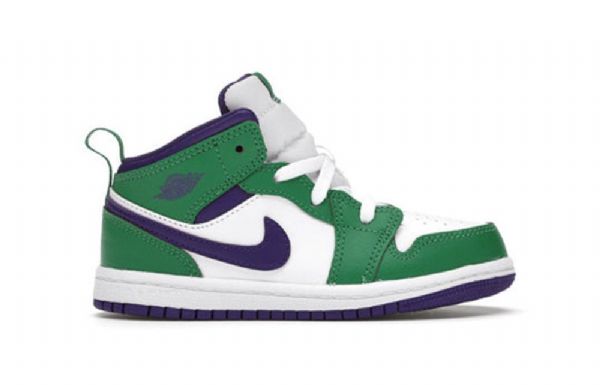 Nike Air Jordan 1 Mid Tops Td Retro Koripallokengät Lapsille Vihreä Valkoinen Purppura