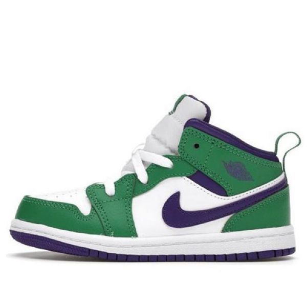 Nike Air Jordan 1 Mid Tops Td Retro Koripallokengät Lapsille Vihreä Valkoinen Purppura