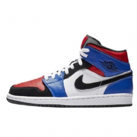 Nike Air Jordan 1 Mid Tops Top 3 Kenkiä Miehille Sininen Punainen Monivärinen