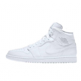 Nike Air Jordan 1 Mid Tops Triple Kengät Miehille Valkoinen