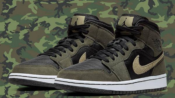 Nike Air Jordan 1 Mid Tops Trooper Kengät Naisille Naamiointivihreä