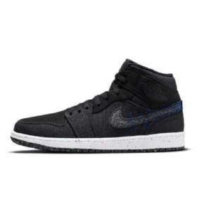 Nike Air Jordan 1 Mid Tops Vaahtomuovikengät Miehille Musta