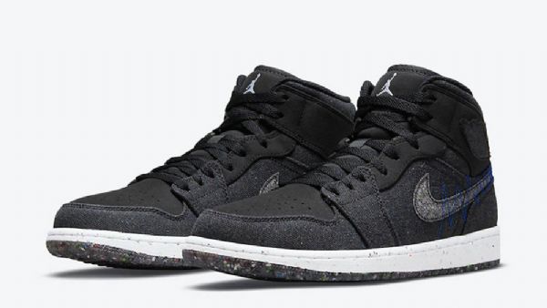 Nike Air Jordan 1 Mid Tops Vaahtomuovikengät Miehille Musta