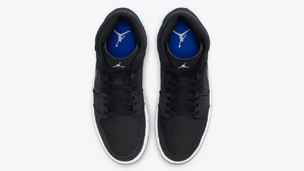 Nike Air Jordan 1 Mid Tops Vaahtomuovikengät Miehille Musta