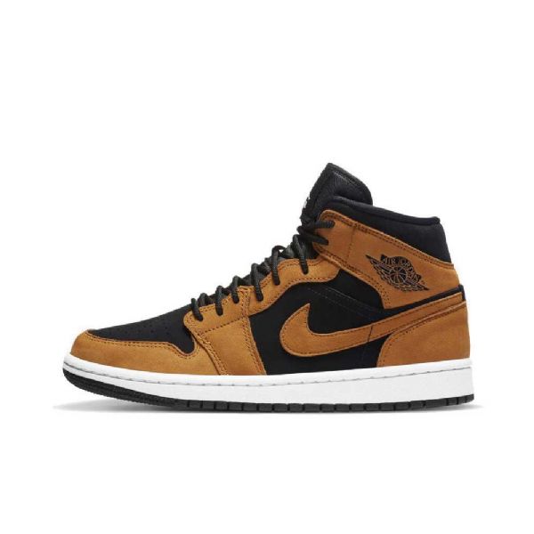 Nike Air Jordan 1 Mid Tops Vehnäkengät Miehille Ruskea Musta