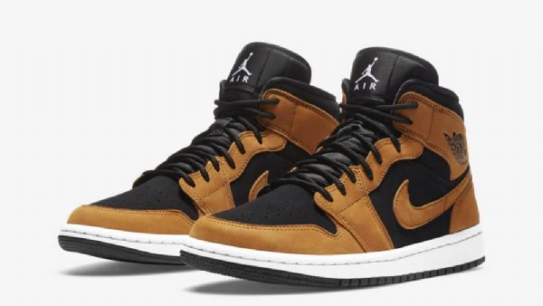 Nike Air Jordan 1 Mid Tops Vehnäkengät Miehille Ruskea Musta