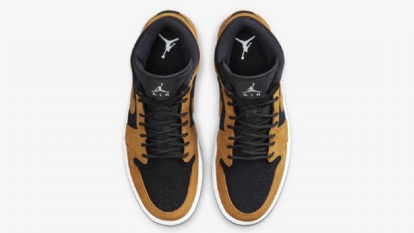 Nike Air Jordan 1 Mid Tops Vehnäkengät Miehille Ruskea Musta