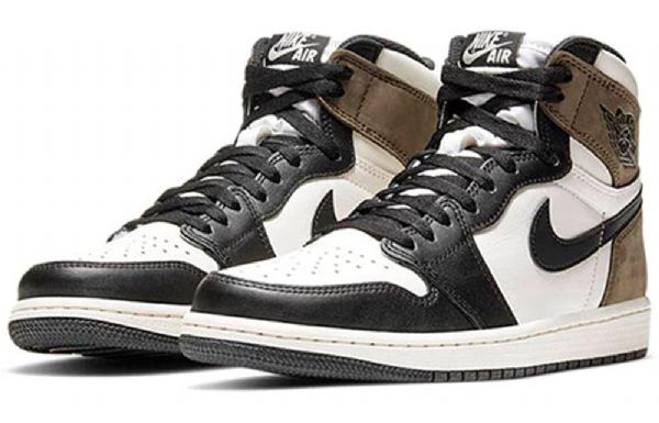 Nike Air Jordan 1 Retro High Topit Og Koripallokengät Miesten Musta Valkoinen Ruskea