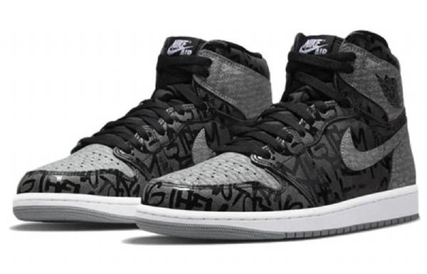 Nike Air Jordan 1 Retro High Topit Og Rebellionaire Koripallokengät Miehille Musta Harmaa