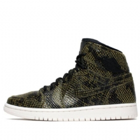 Nike Air Jordan 1 Retro High Topit Premium Korikoripallokengät Naisille Armyvihreä