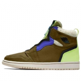 Nike Air Jordan 1 Retro High Topit Vetoketjulliset Koripallokengät Naisille Army Vihreä