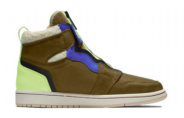 Nike Air Jordan 1 Retro High Topit Vetoketjulliset Koripallokengät Naisille Army Vihreä