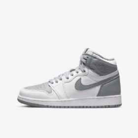 Nike Air Jordan 1 Retro High Tops Og Kengät Lapsille Harmaa Valkoinen