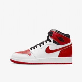 Nike Air Jordan 1 Retro High Tops Og Kengät Lapsille Valkoinen Musta Punainen
