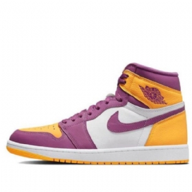 Nike Air Jordan 1 Retro Korkea Topit Og Brotherhood Koripallokengät Miehille Purppura Valkoinen Keltainen