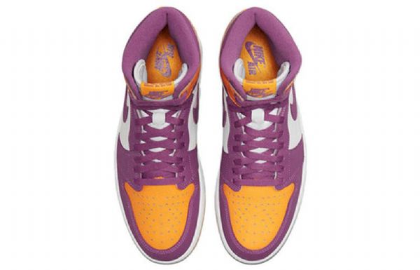 Nike Air Jordan 1 Retro Korkea Topit Og Brotherhood Koripallokengät Miehille Purppura Valkoinen Keltainen